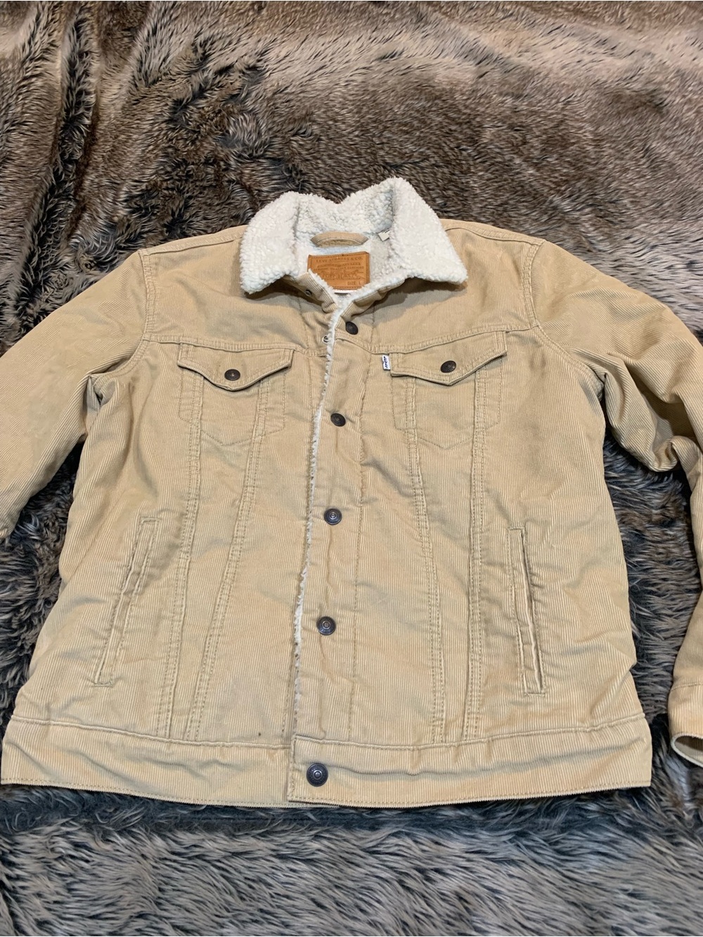 Levi’s Type 3 Sherpa Trucker True Chino corduroy Jacket tan Size L